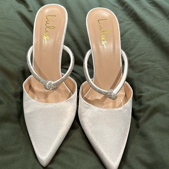 Lulus white satin stiletto heels - Picture 2 of 4